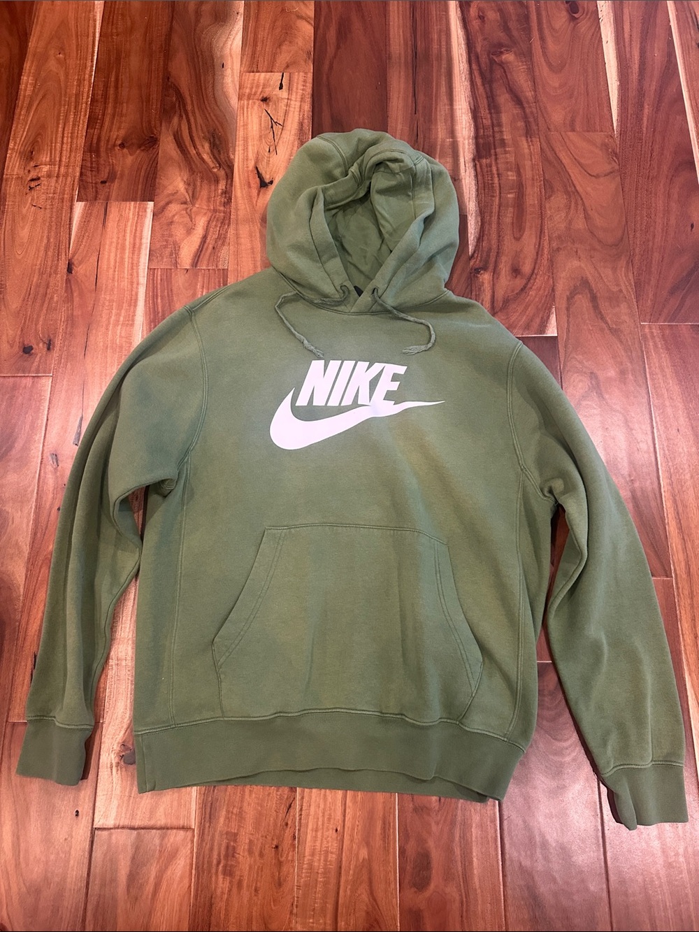 Nike Olive Green Pullover Hoodie with White Logo